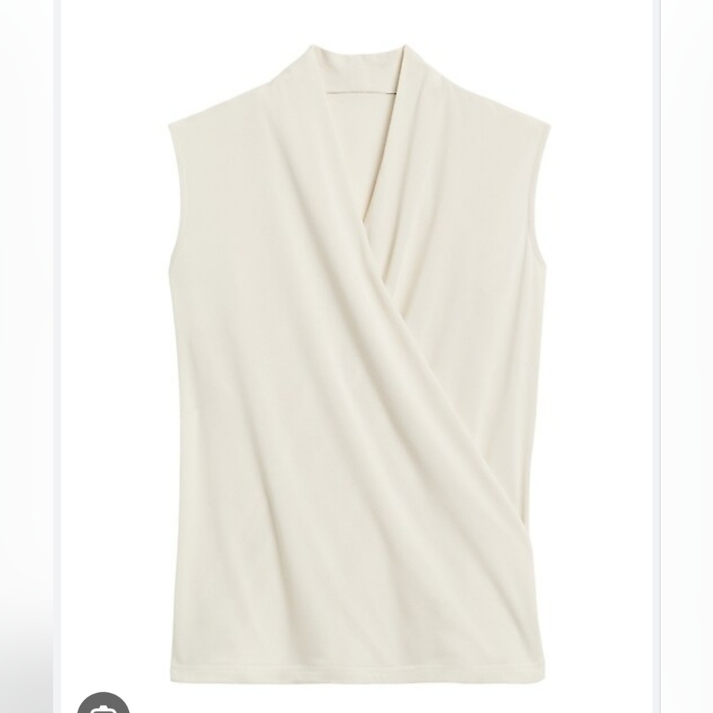 Banana Republic Ivory wrap top, sleeveless, NWT
